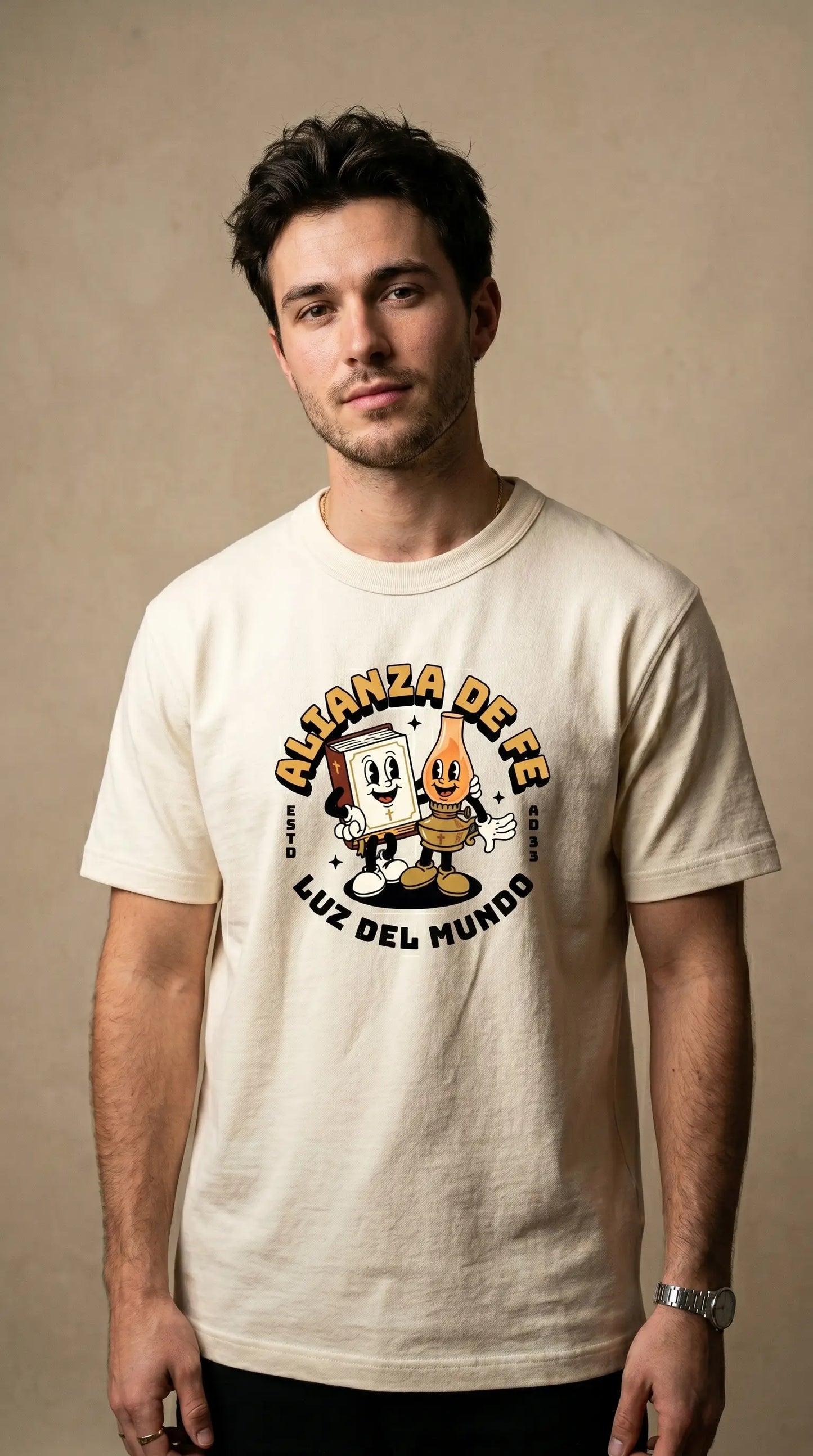 Camiseta Alianza de Fe estilo vintage Luz del Mundo para jóvenes cristianos - Lumina Gráfica