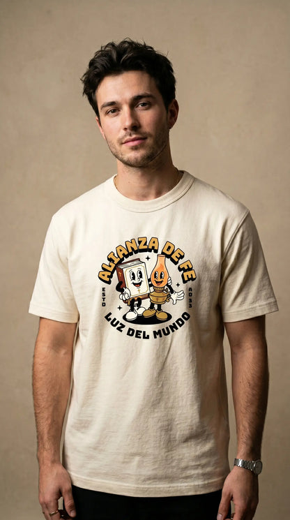 Camiseta Alianza de Fe estilo vintage Luz del Mundo para jóvenes cristianos - Lumina Gráfica